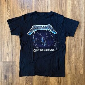 Vintage Black Metallica Ride The Lightning Band T-shirt